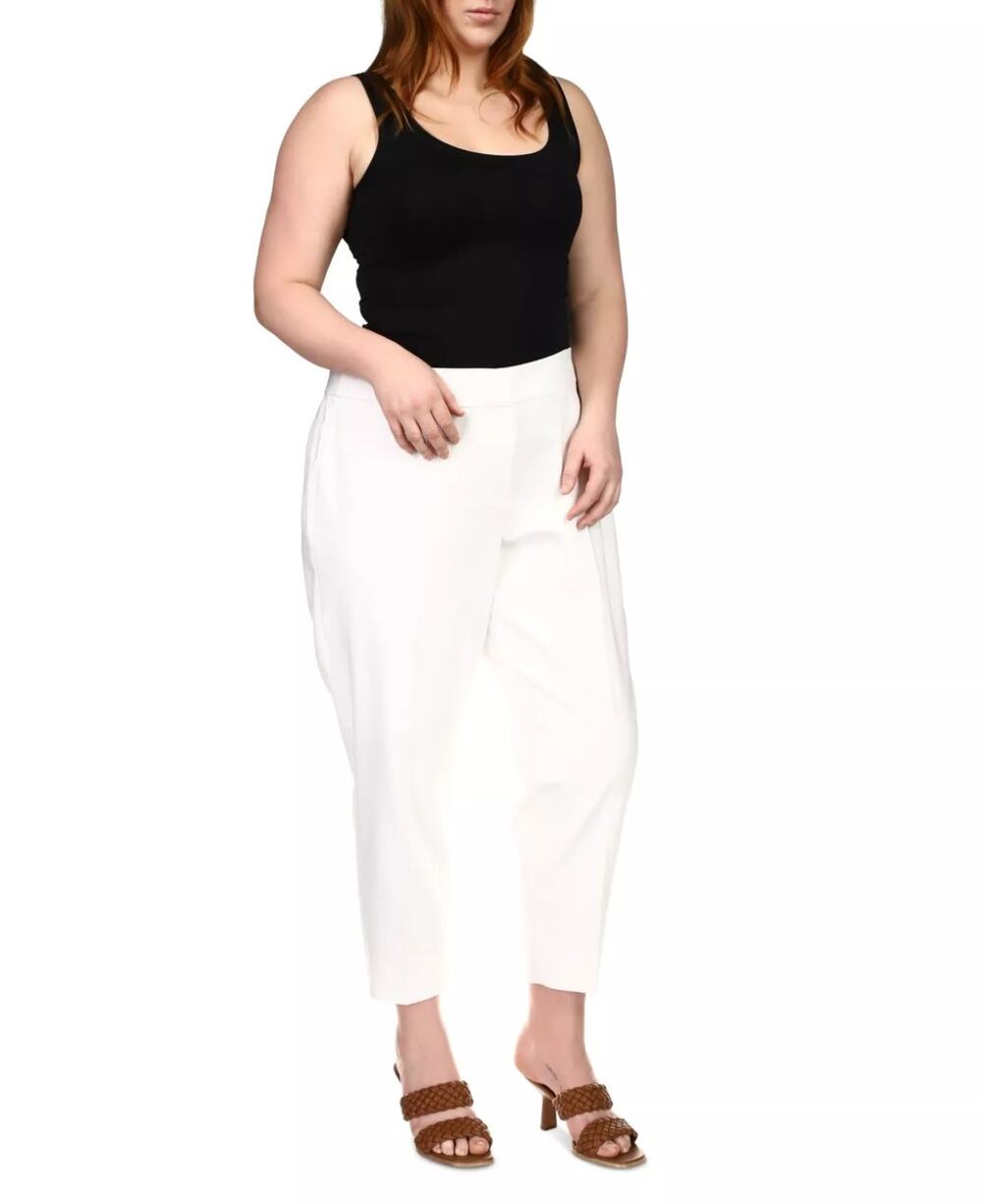 Michael Kors Tapered Leg Mid Rise Cropped Pants White Casual Plus Size 24W NWT